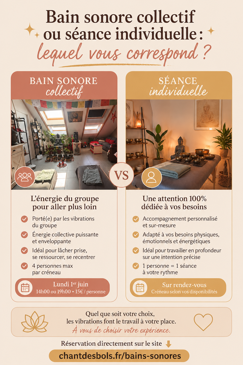 Bain sonore collectif ou séance individuelle : lequel vous correspond ?