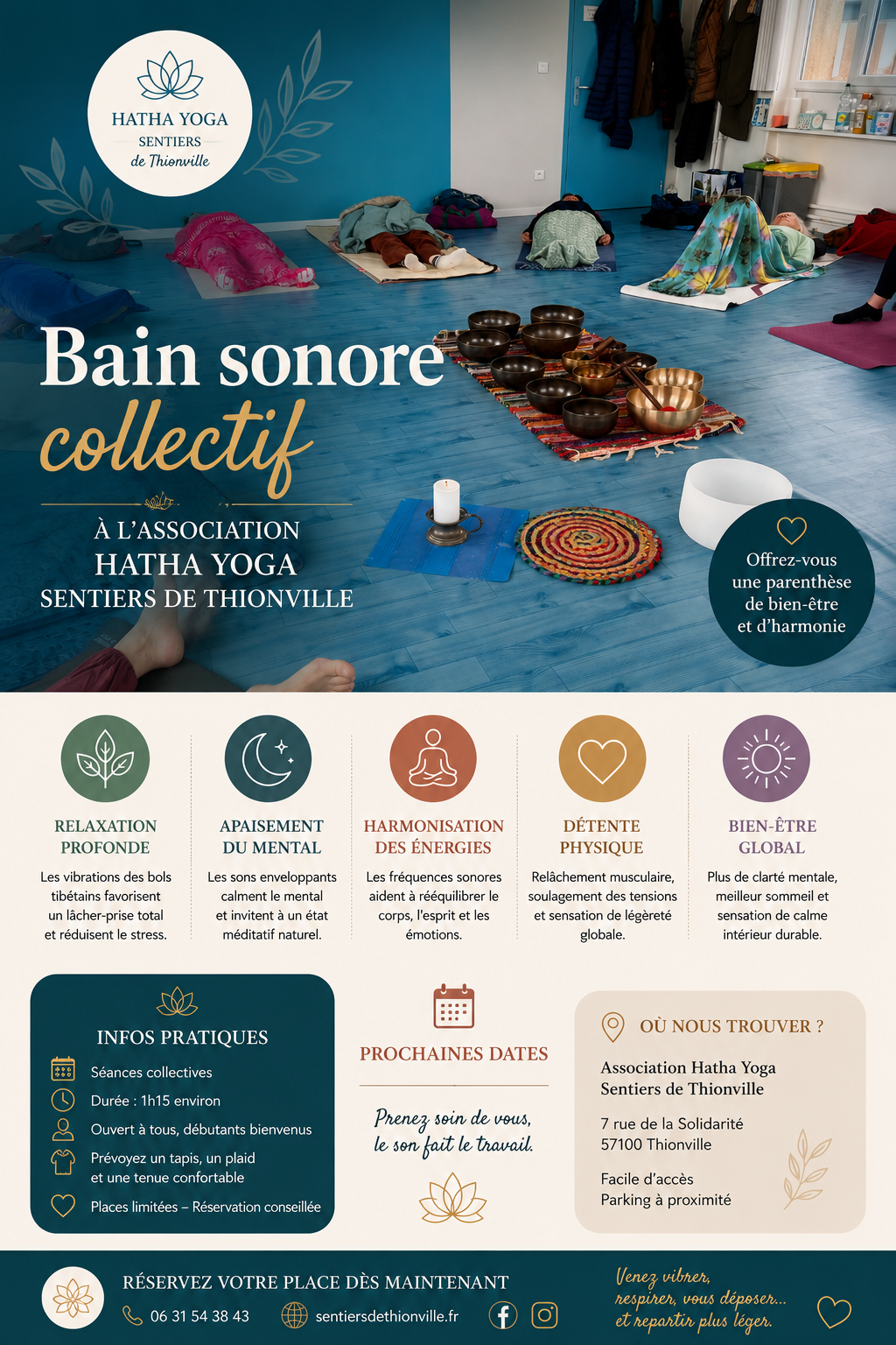Bain sonore collectif à l'association Hatha Yoga Sentiers de Thionville